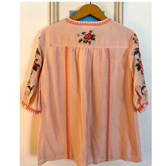 Sundance Embroidered Top ~ soft silk blend ~ floral boho "Gisela" - Picture 5 of 9